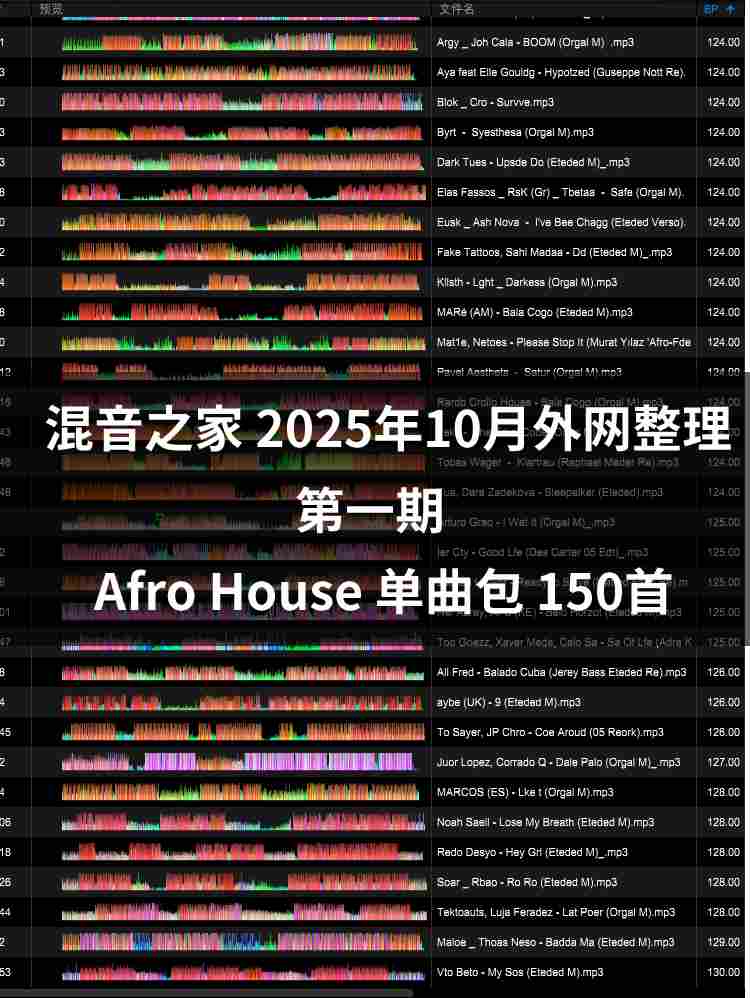 混音之家10月外网整理Afro House 150首打碟音乐